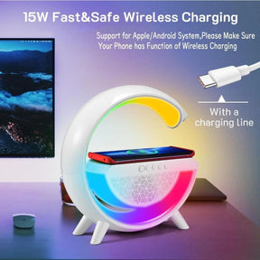 G Shaped Rgb Light Table Lamp With Wireless Charger